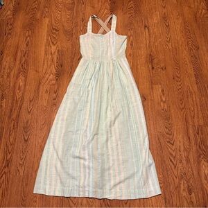 Ace & Jig Light Green Striped Sleeveless Unlined Midi Dress Size XS Crossback